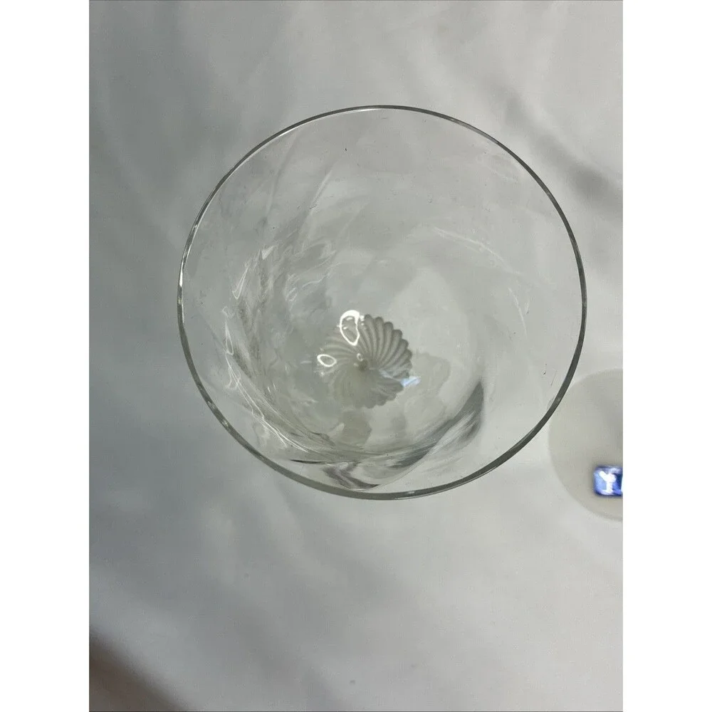 Crystal Clear Studios Valerie 4 Wine Glasses & Stopper Optic Swirl Frosted 1990s